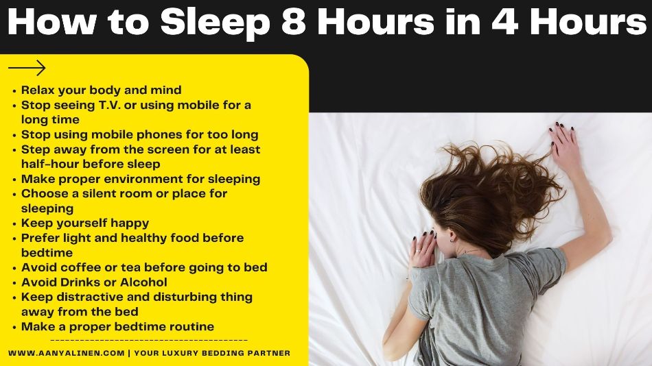 How to Sleep 8 Hours in 4 Hours? -12 Effective Tips - AanyaLinen