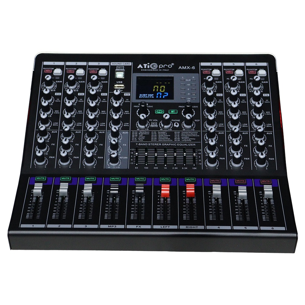 Professional 6 Channel Live Mixer for Versatile Audio Control