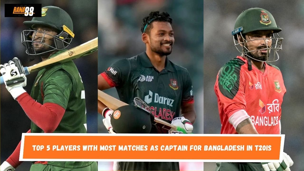Top 5 Players with Most matches as captain for Bangladesh in T20Is