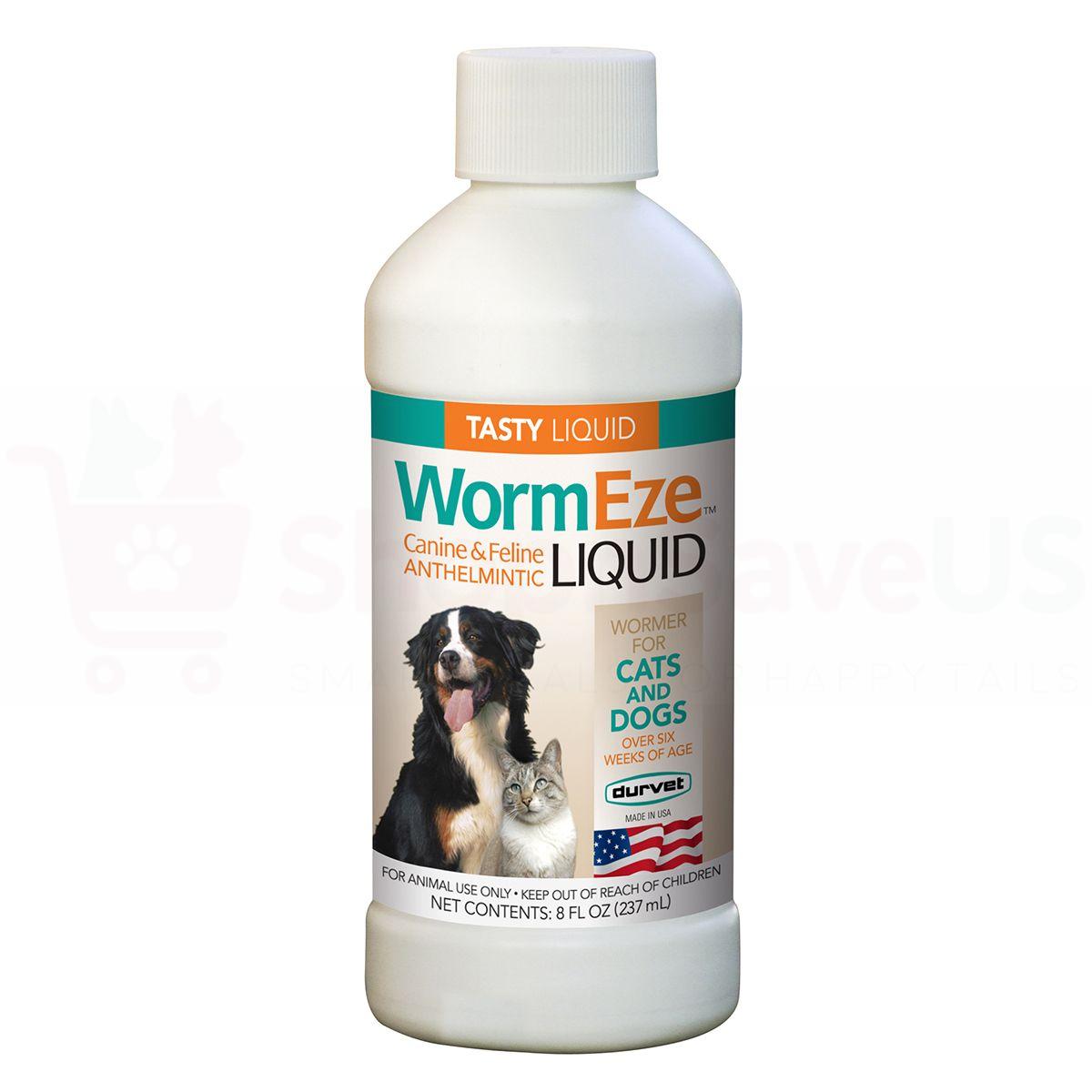 Durvet WormEze Liquid Canine & Feline 8oz - Canine Dewormer Small Dogs