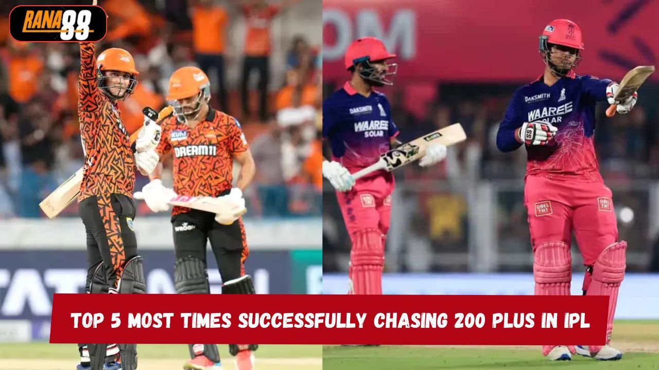 Top 5 Most times successfully chasing 200 plus in IPL