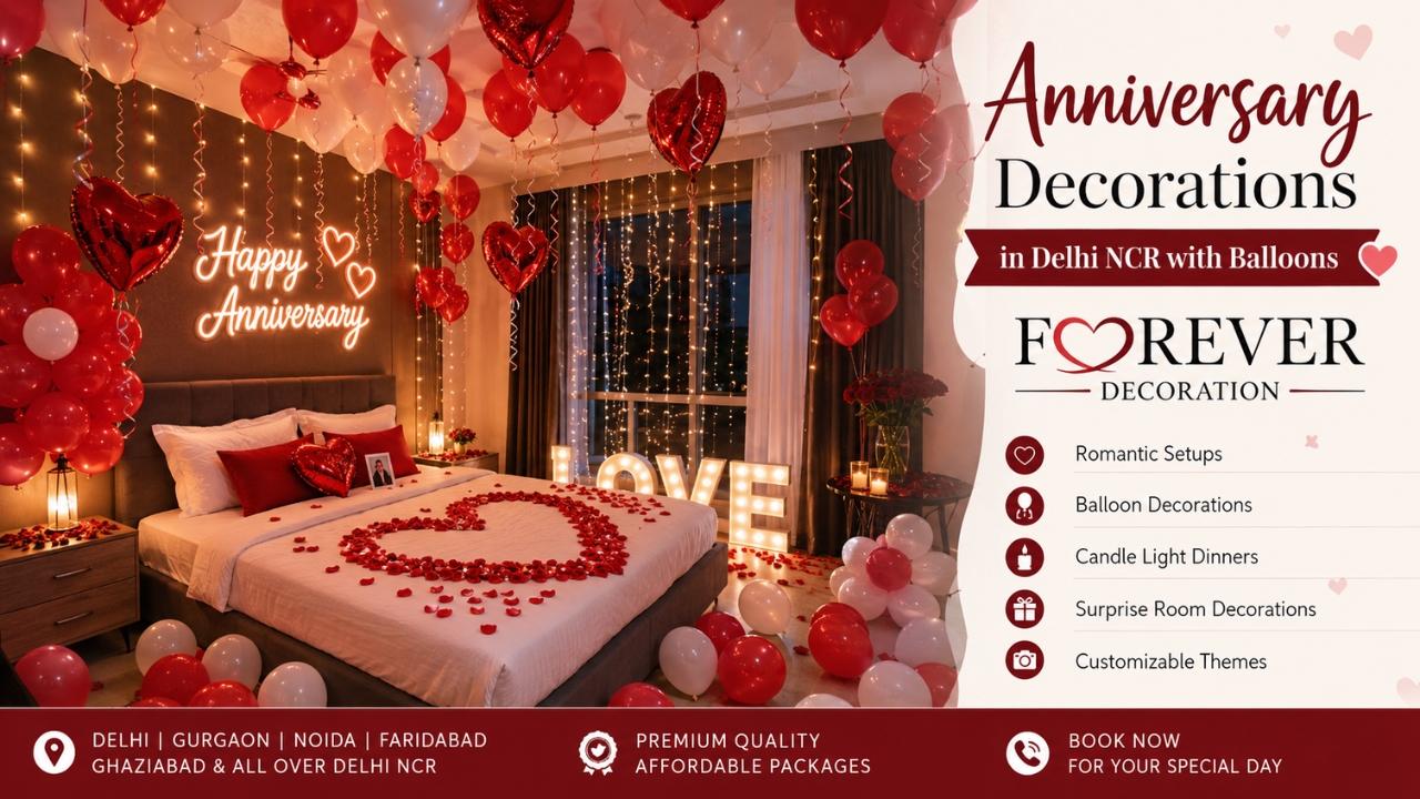 Anniversary Decorations in Delhi NCR with Balloons - Forever Decoration