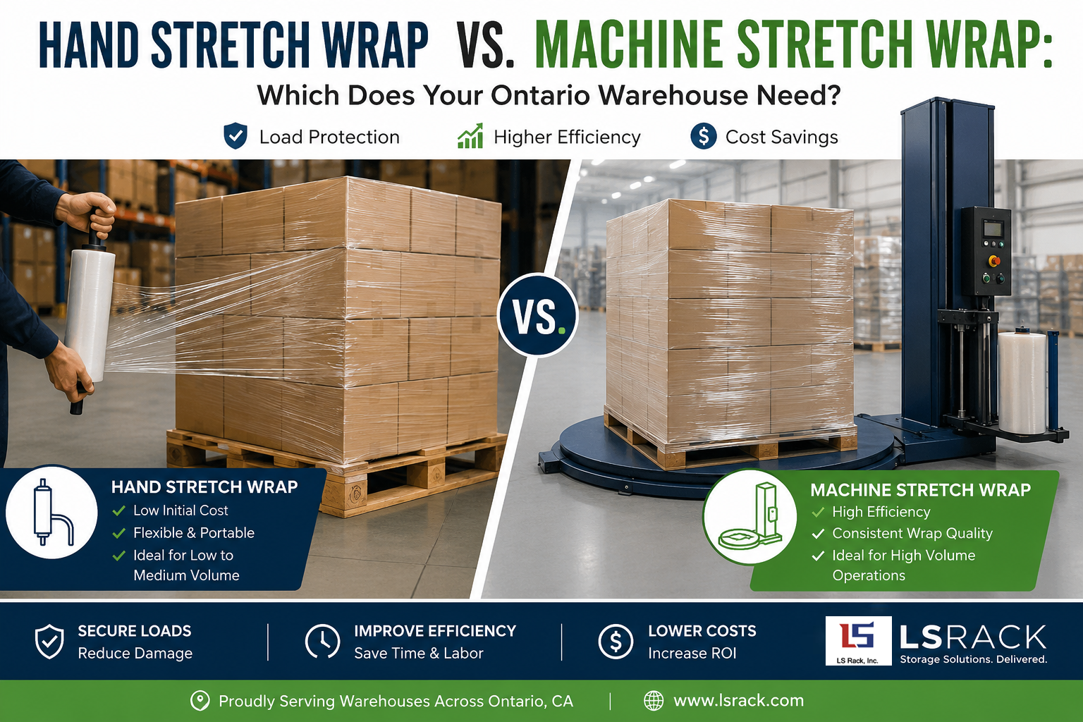 Hand vs Machine Stretch Wrap for Ontario Warehouses
